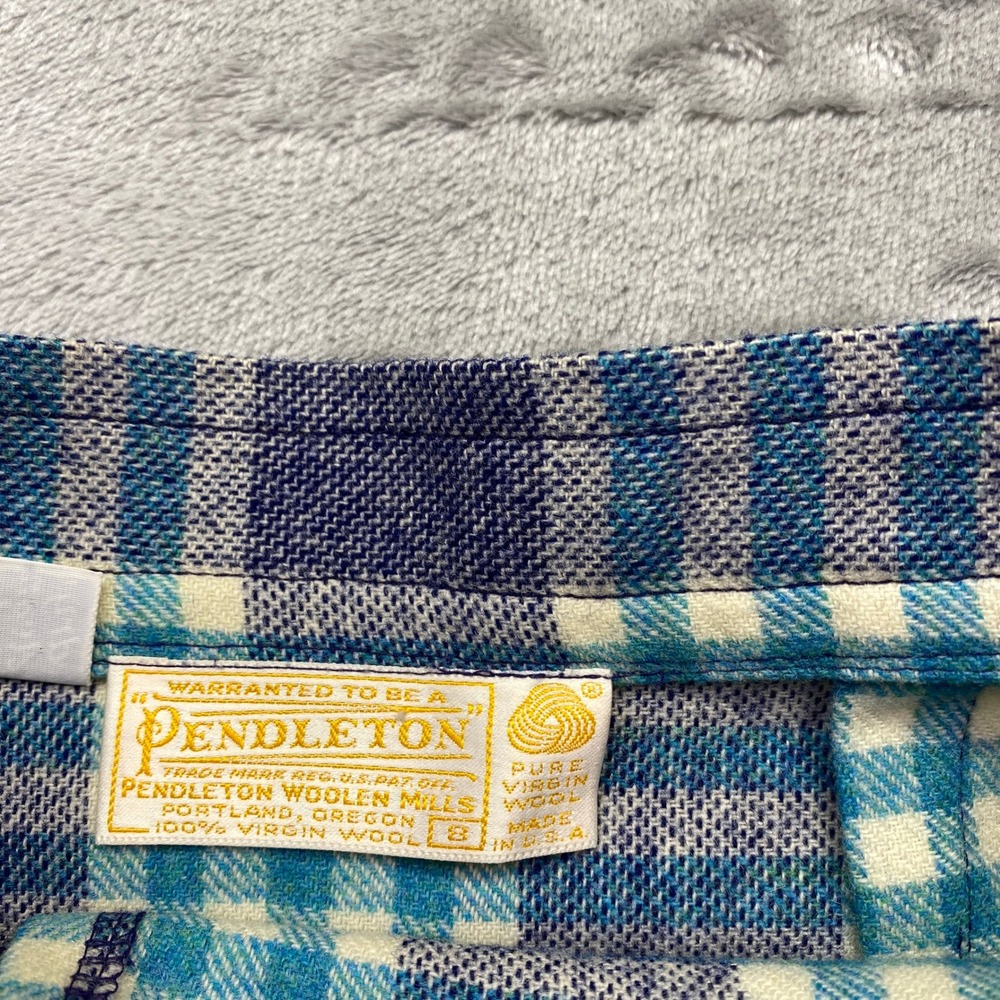 Vintage Pendleton Wool Maxi Skirt Blue Teal Plaid High Waist Size 8 Fits 23" USA - Picture 5 of 9